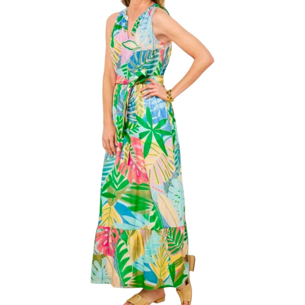 Talbots Fit & Flare Dress Paradise Foliage NEW 100% Cotton 18W‎